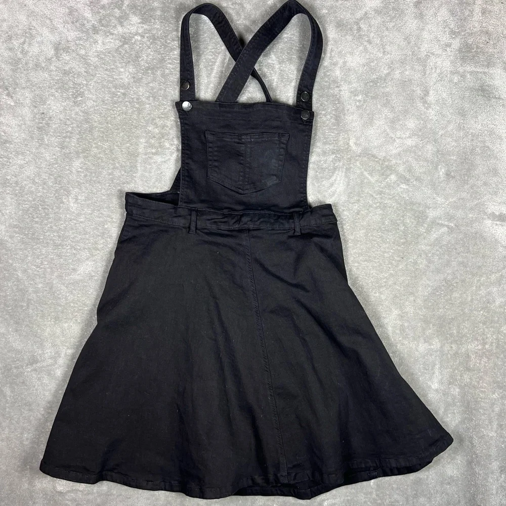 Hell Bunny Dress Womens 2XL Black Dakota Pinafore Denim Goth Pinup Punk Overall - Picture 4 of 10